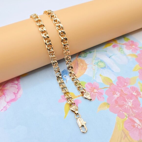 Rose Gold Round Chain Necklace Gold Plated on High Quality Brass, XPNL0073 - Picture 7 of 12
